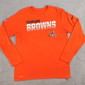 Nike On Field Cleveland Browns T Shirt Mens Large Orange Long Sleeve Tee